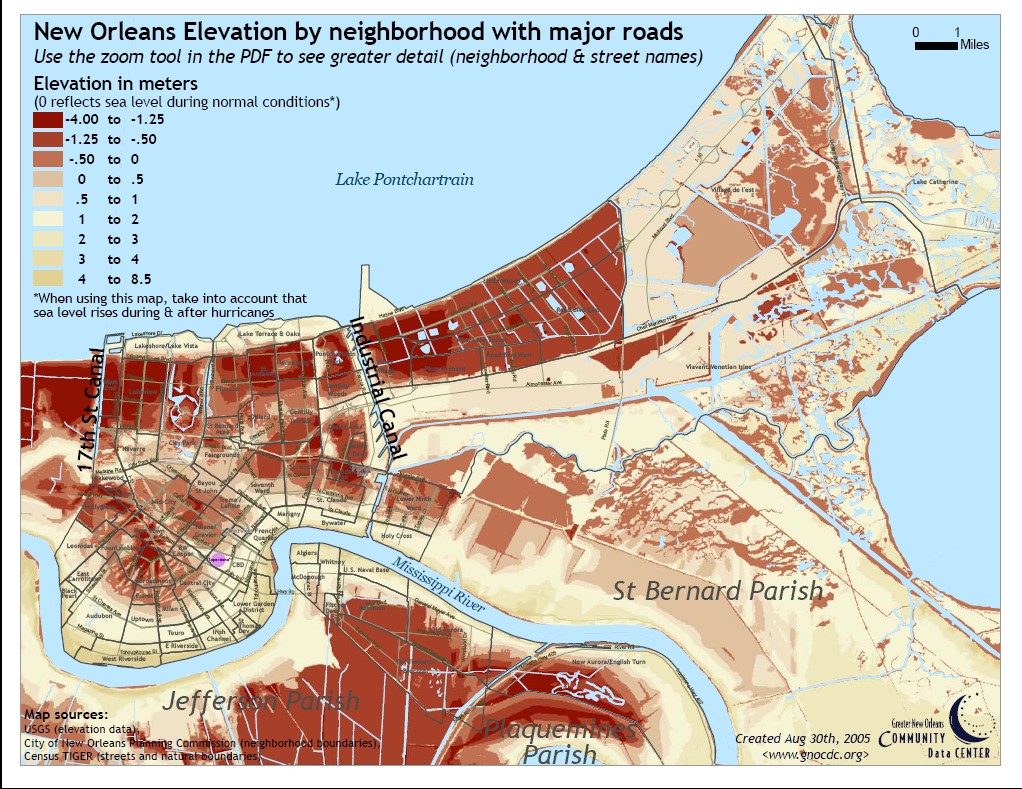 New Orleans Elevation by Neighborhood